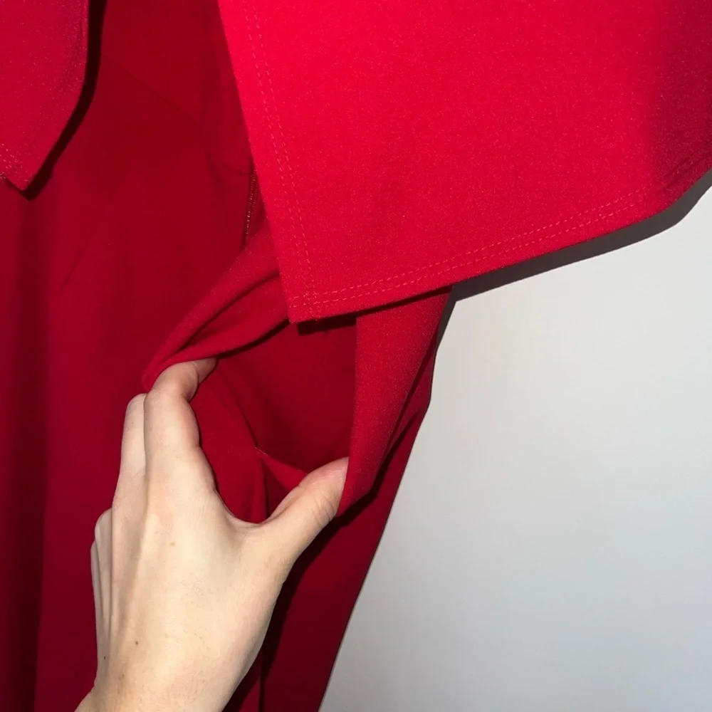 Elegant Red Off-Shoulder Jumpsuit Deep red strapless jumpsuit Crystal Sky XS